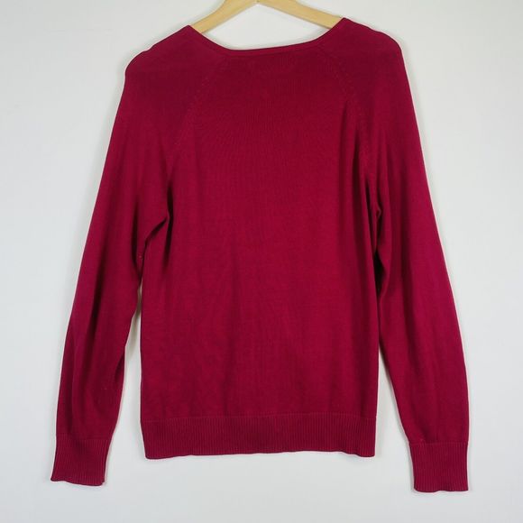 Cabela's Outdoors Raspberry Pink Tuxedo Trim Cardigan Sweater Womens Sz Medium - Picture 4 of 6